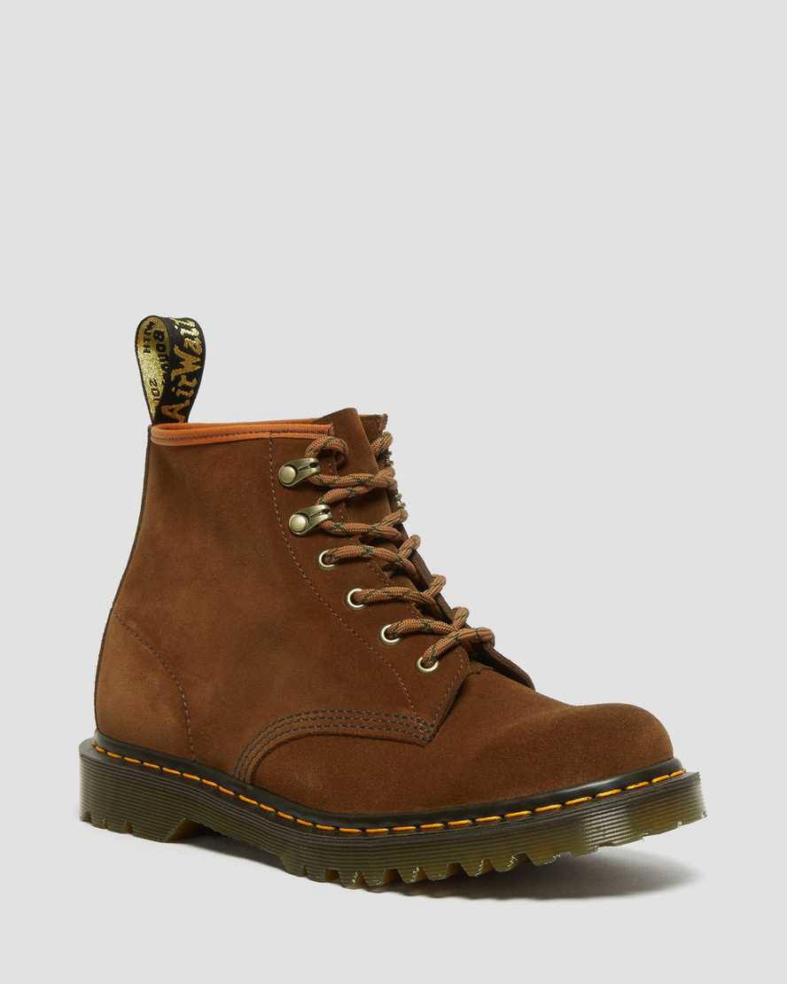 Dr Martens 101 Made in England Ben Süet Kadın Bilek Boy Bot Kahverengi Türkiye | 69084-CREM