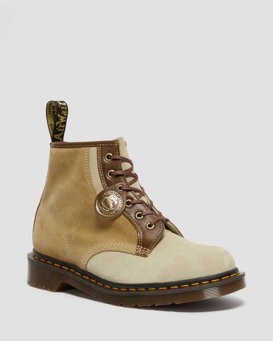 Dr Martens 101 Made in England Süet Erkek Bilek Boy Bot Haki Türkiye | 23698-VPEB