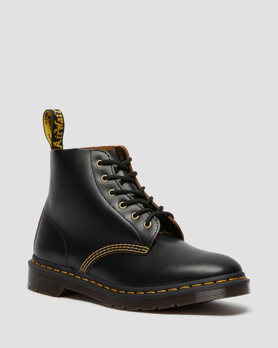 Dr Martens 101 Vintage Smooth Deri Erkek Bilek Boy Bot Siyah Türkiye | 91248-HXIK