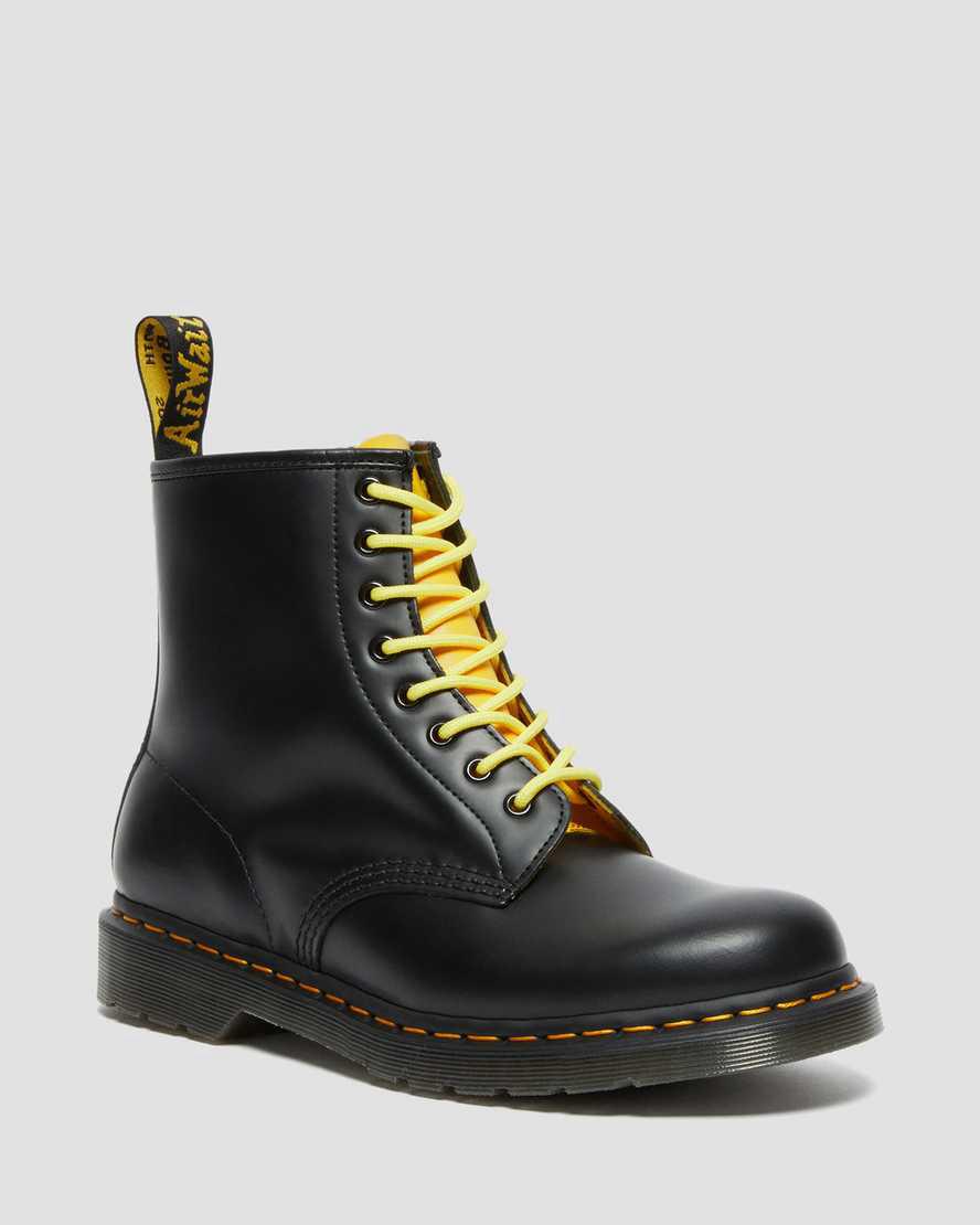 Dr Martens 1460 Contrast Smooth Deri Dantel Up Erkek Bilek Boy Bot Siyah Türkiye | 47935-LHZC