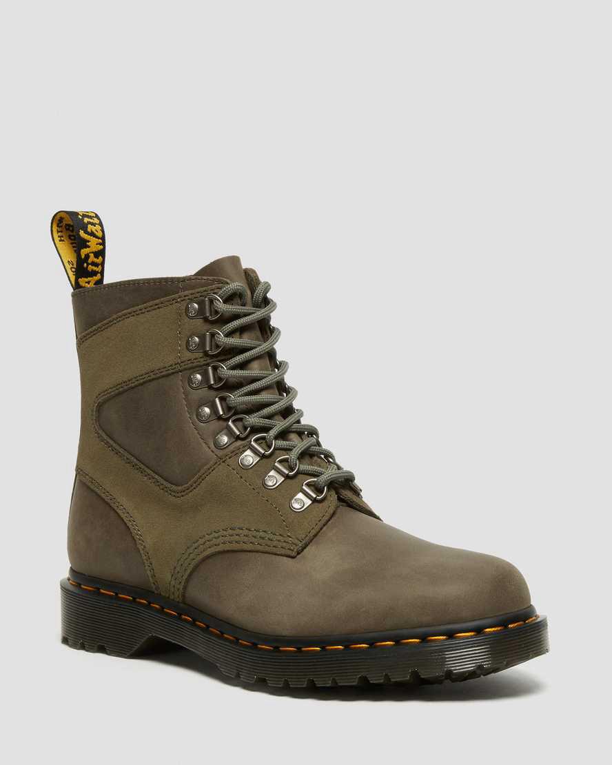 Dr Martens 1460 Pascal Deri & Süet Erkek Bağcıklı Bot Zeytin Yeşili Türkiye | 63128-OAXT