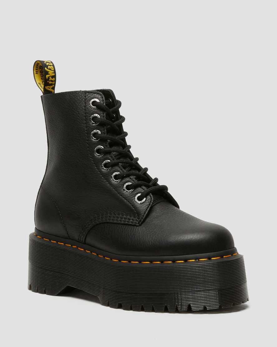 Dr Martens 1460 Pascal Max Deri Kadın Kalın Taban Bot Siyah Türkiye | 26431-PZDJ