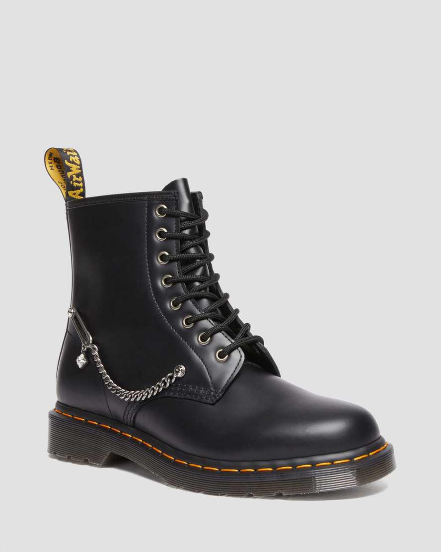 Dr Martens 1460 Swarovski Deri Kadın Bağcıklı Bot Siyah Türkiye | 83046-WSAN