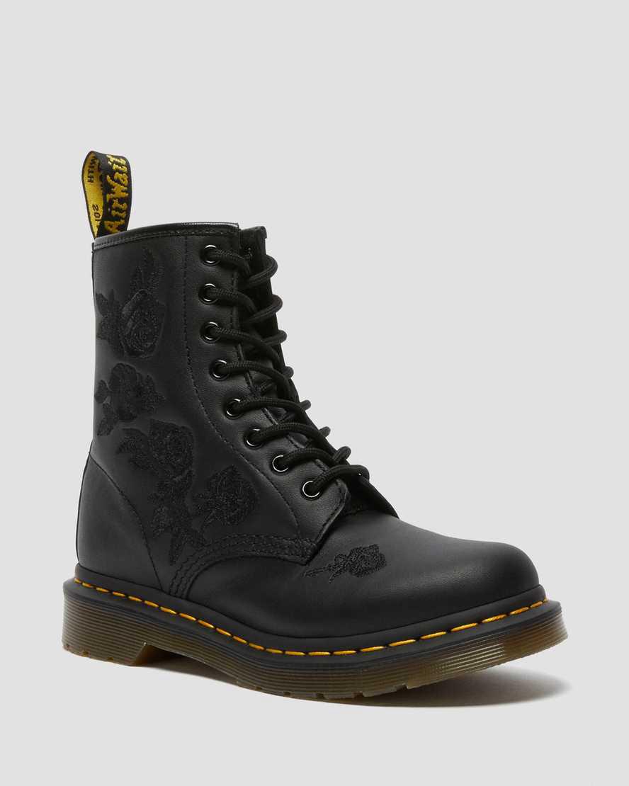 Dr Martens 1460 Vonda Mono Floral Kadın Bilek Boy Bot Siyah Türkiye | 51309-MLKZ