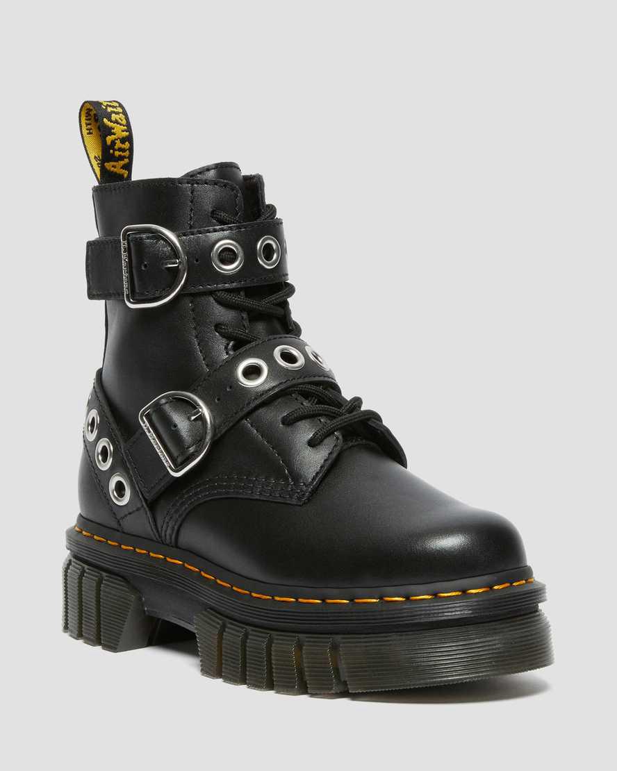 Dr Martens Audrick Hardware Deri Kadın Kalın Taban Bot Siyah Türkiye | 53842-JNAD