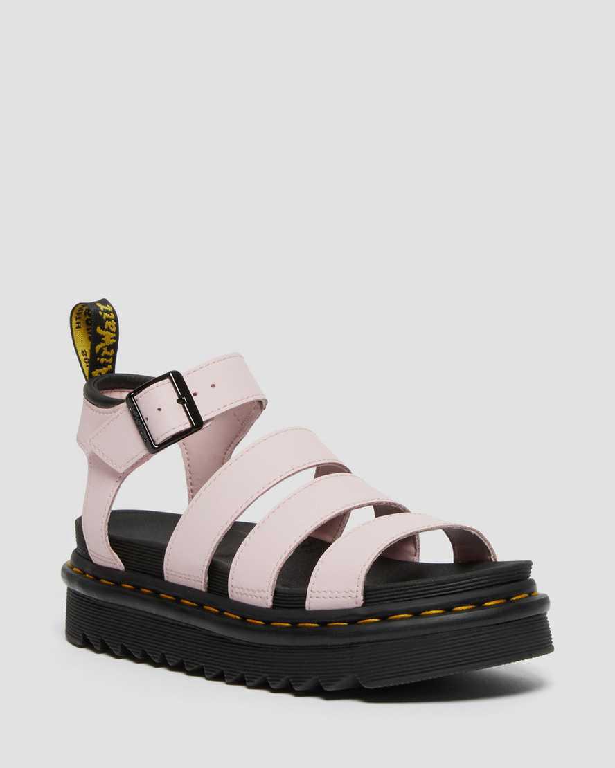 Dr Martens Blaire Hydro Deri Askılı Kadın Platform Sandalet Pembe Türkiye | 15674-TDWP