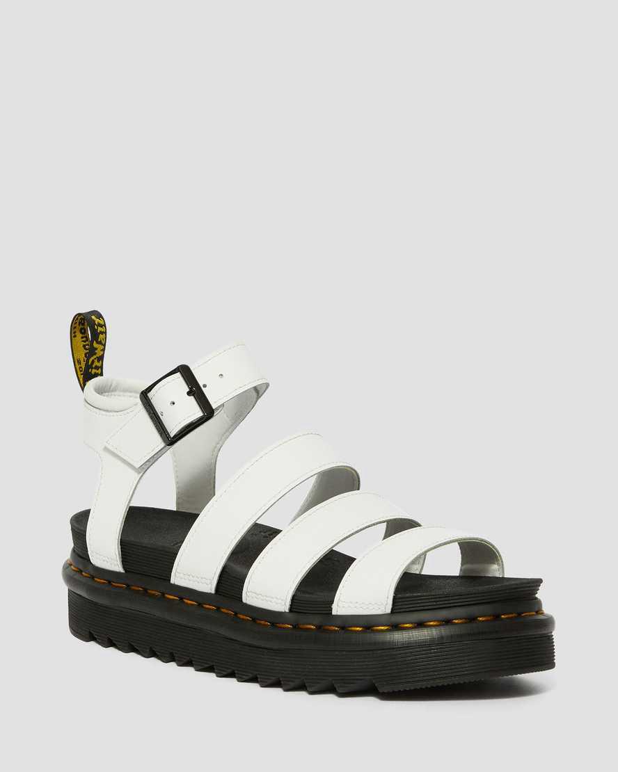 Dr Martens Blaire Hydro Deri Askılı Kadın Platform Sandalet Beyaz Türkiye | 92041-YOKB