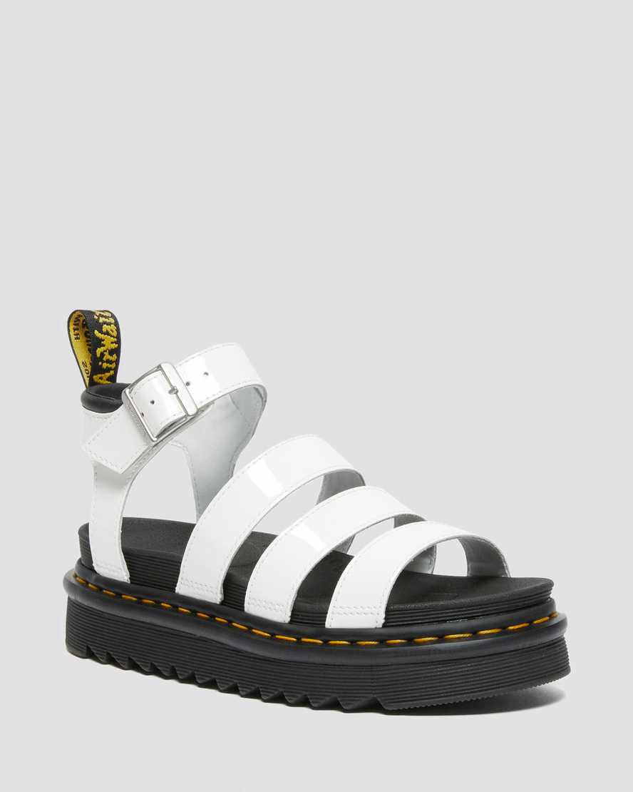Dr Martens Blaire Rugan Deri Askılı Kadın Gladyatör Sandalet Beyaz Türkiye | 12356-GJVL