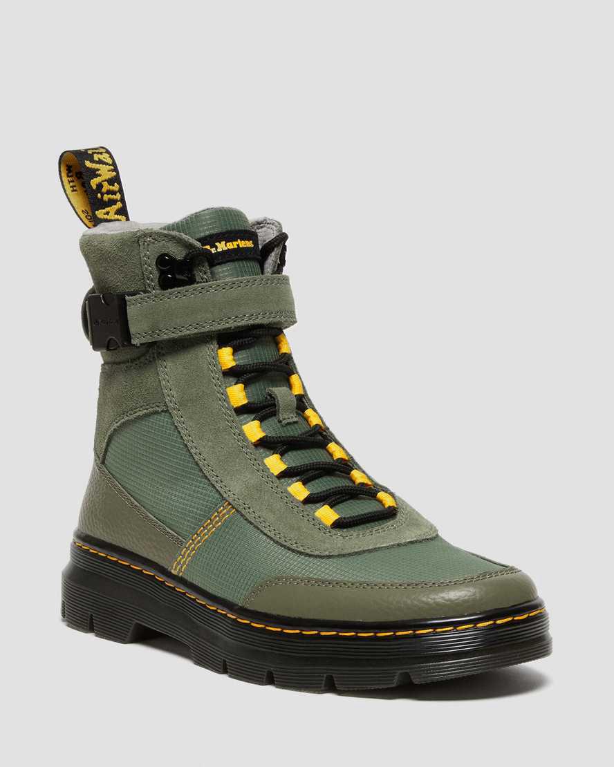 Dr Martens Combs Tech Milled Nappa & Süet Kadın Bilek Boy Bot Haki Yeşil Türkiye | 06742-IZVR