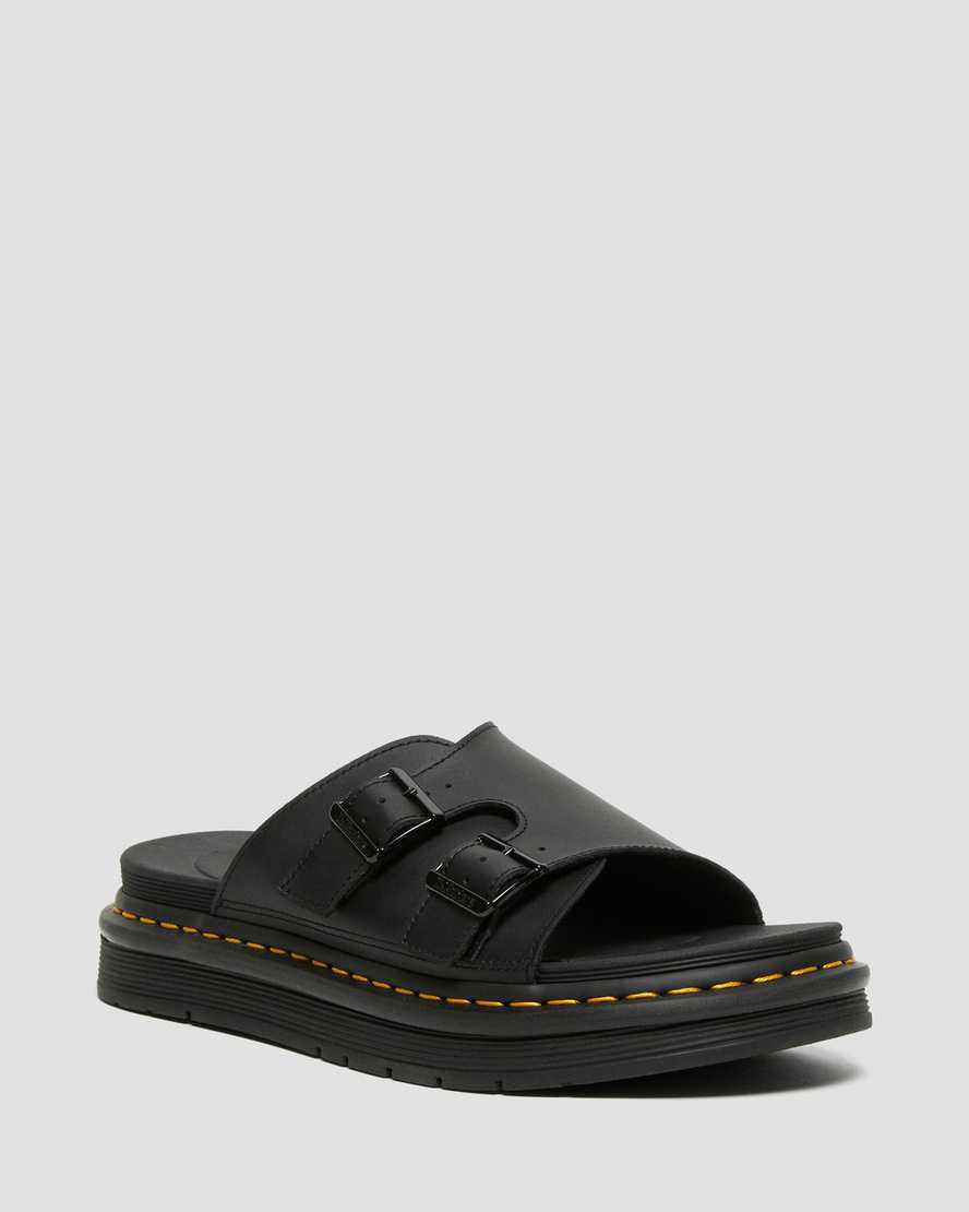 Dr Martens Dax Deri Terlik Erkek Sandalet Siyah Türkiye | 13025-AJEG