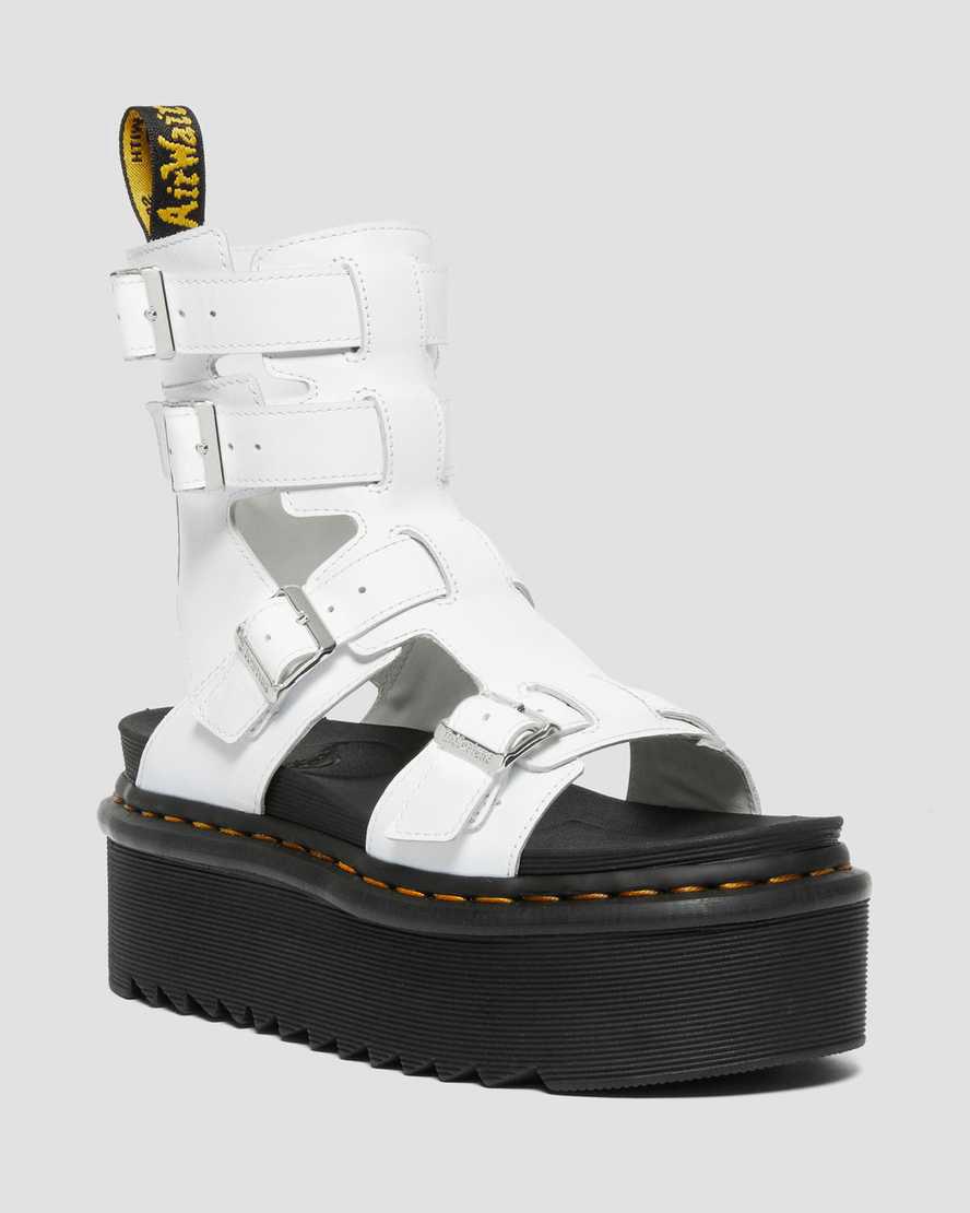 Dr Martens Giavanna Deri Gladiator Kadın Platform Sandalet Beyaz Türkiye | 49125-RBSI