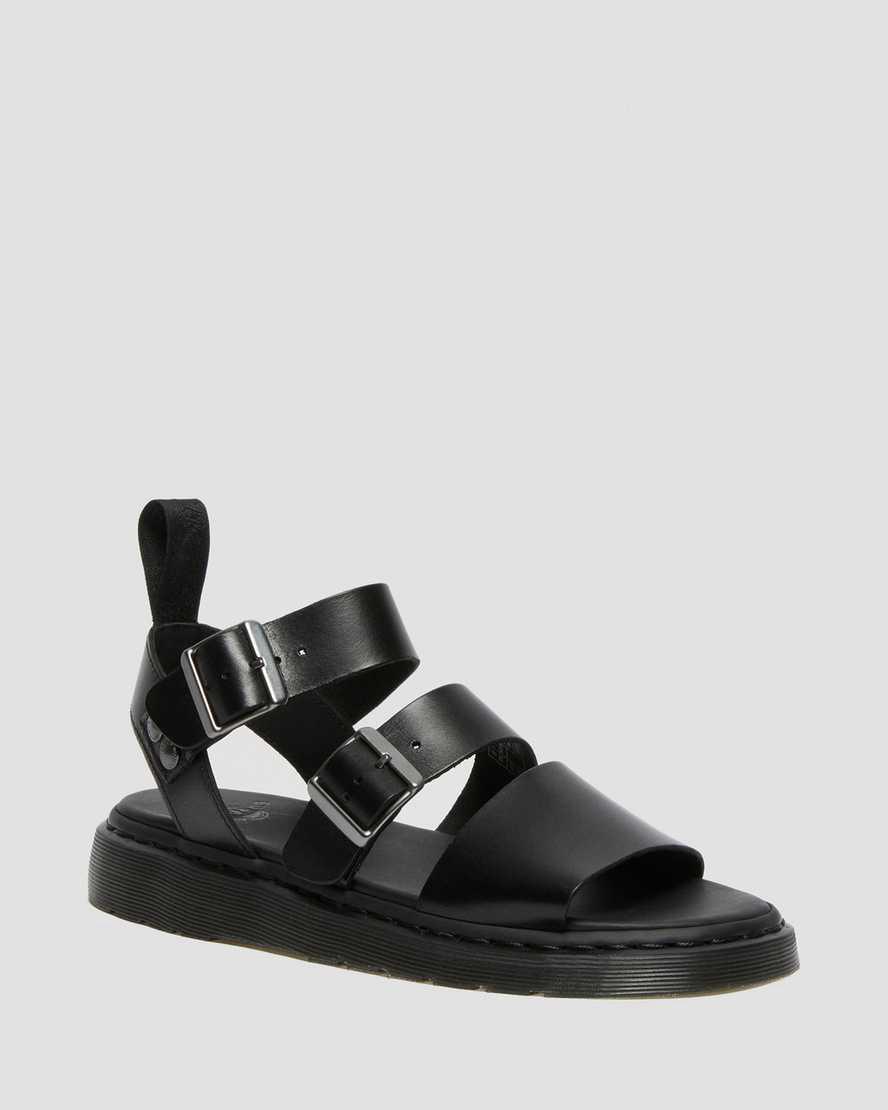 Dr Martens Gryphon Brando Deri Kadın Gladyatör Sandalet Siyah Türkiye | 67534-ZWFB