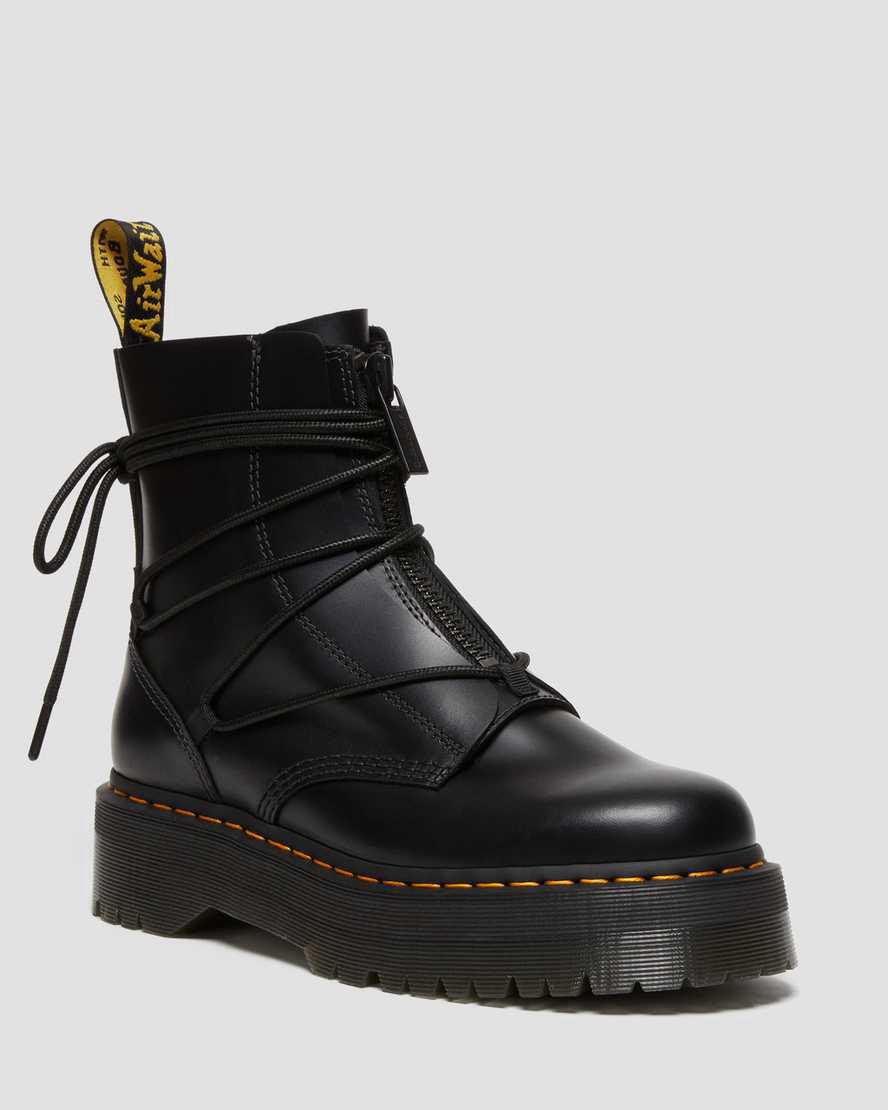 Dr Martens Jarrick II Laced Deri Kadın Kalın Taban Bot Siyah Türkiye | 12734-MTCG