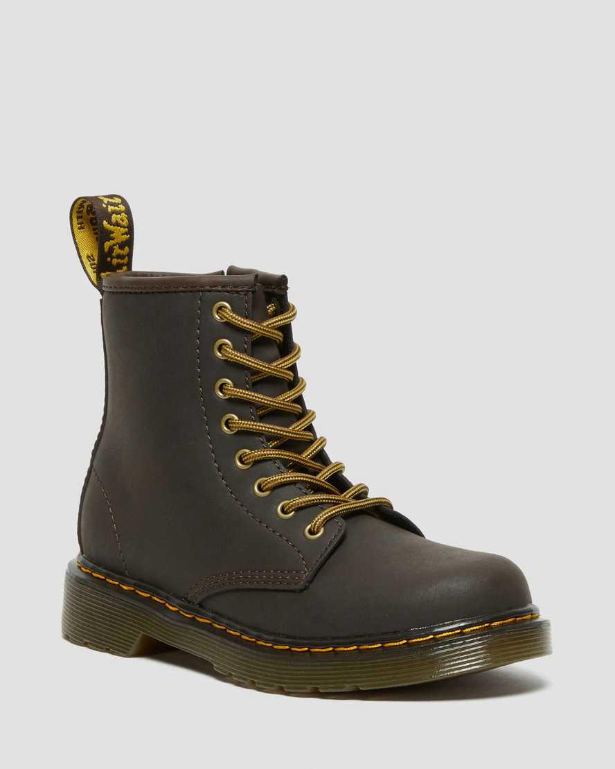 Dr Martens Junior 1460 Wildhorse Deri Çocuk Bağcıklı Bot Koyu Kahverengi Türkiye | 85604-CYFT