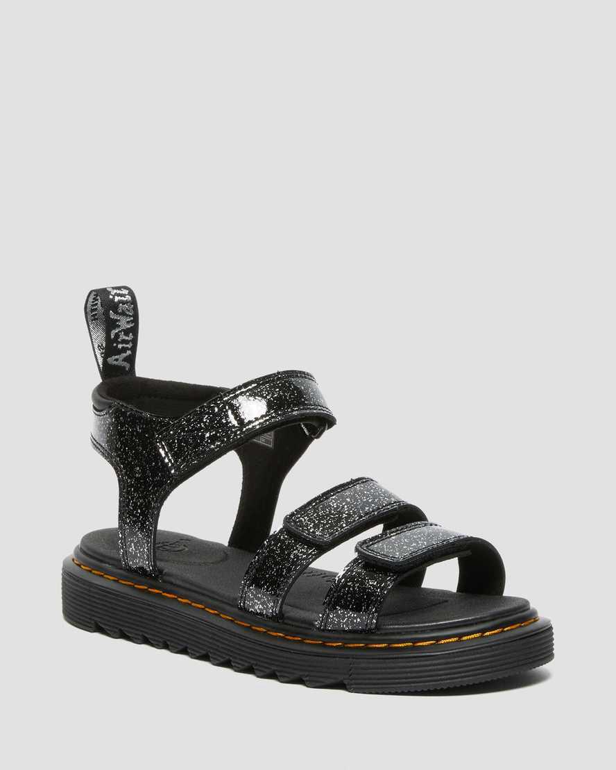 Dr Martens Junior Klaire Glitter Çocuk Sandalet Siyah Türkiye | 65871-SEDH