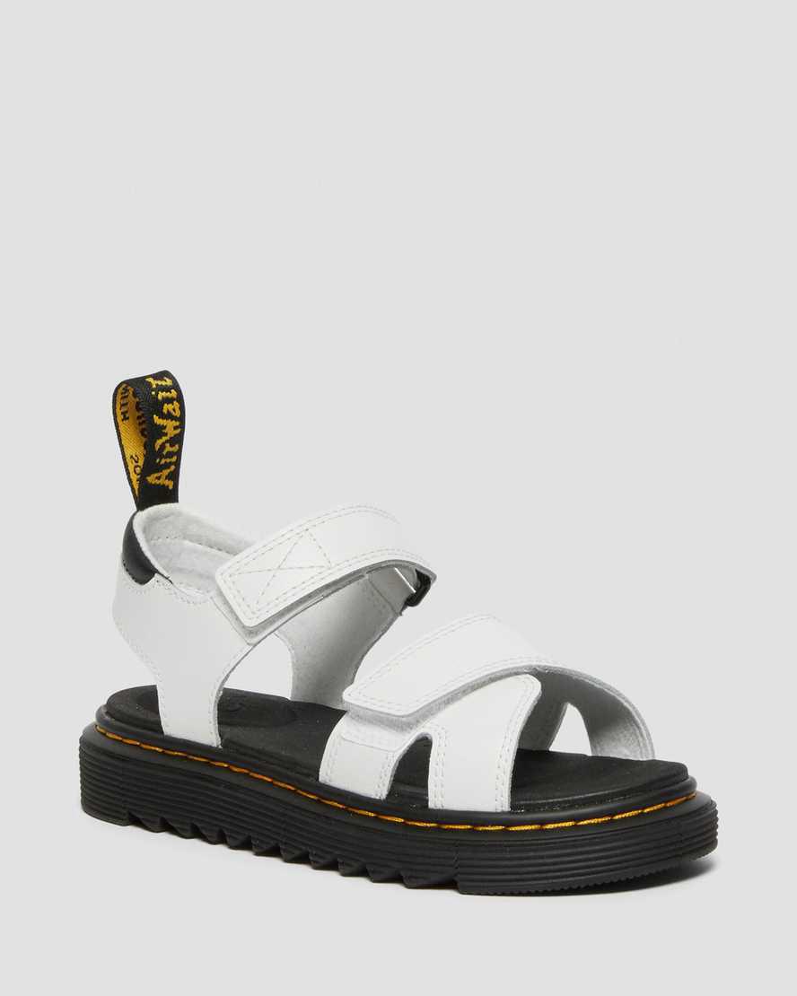Dr Martens Junior Vossie Deri Çocuk Sandalet Beyaz Türkiye | 31829-UFWJ