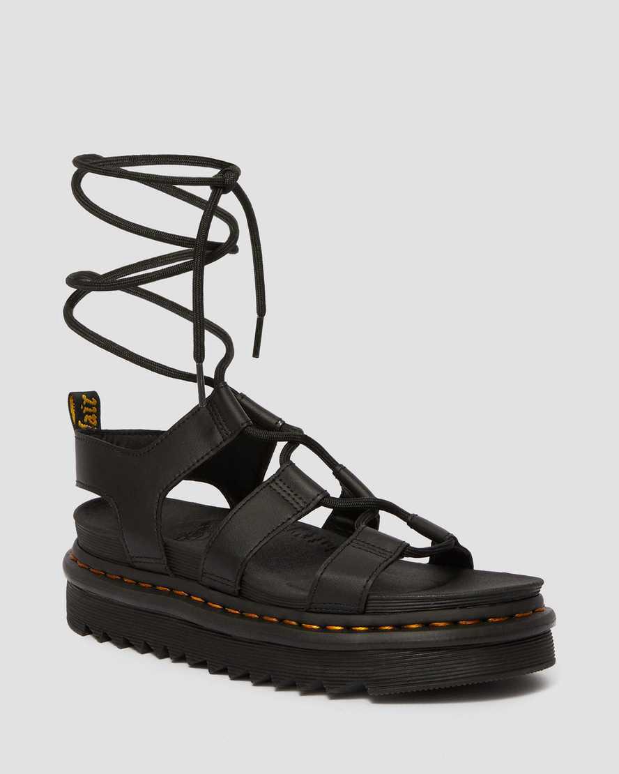 Dr Martens Nartilla Deri Kadın Gladyatör Sandalet Siyah Türkiye | 40986-SWIM