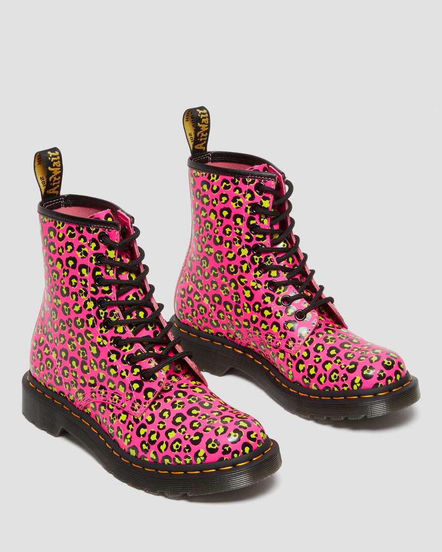Dr Martens 1460 Leopard Smooth Deri Kadın Bağcıklı Bot Pembe  Türkiye |  91608-YUAF