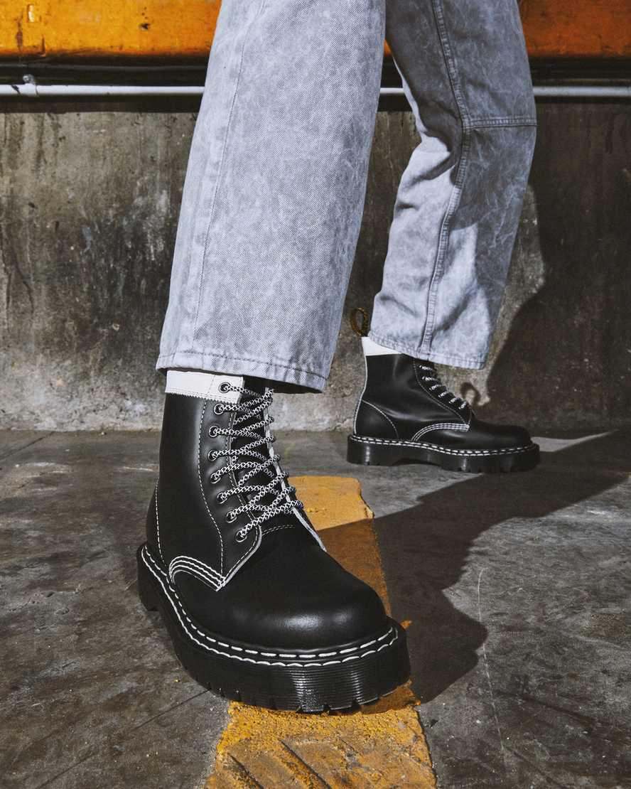 Dr Martens 1460 Pascal Bex Deri Contrast Dantel Up Kadın Kalın Taban Bot Siyah Beyaz  Türkiye |  45173-GJUF