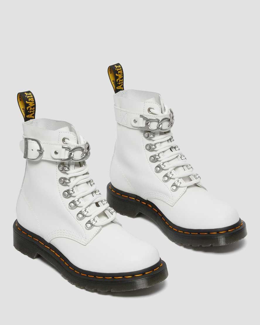 Dr Martens 1460 Pascal Chain Deri Kadın Bağcıklı Bot Beyaz  Türkiye |  95247-CDJL