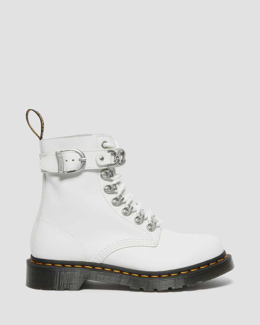 Dr Martens 1460 Pascal Chain Deri Kadın Bağcıklı Bot Beyaz  Türkiye |  95247-CDJL