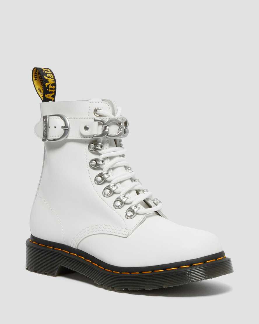 Dr Martens 1460 Pascal Chain Deri Kadın Bağcıklı Bot Beyaz  Türkiye |  95247-CDJL