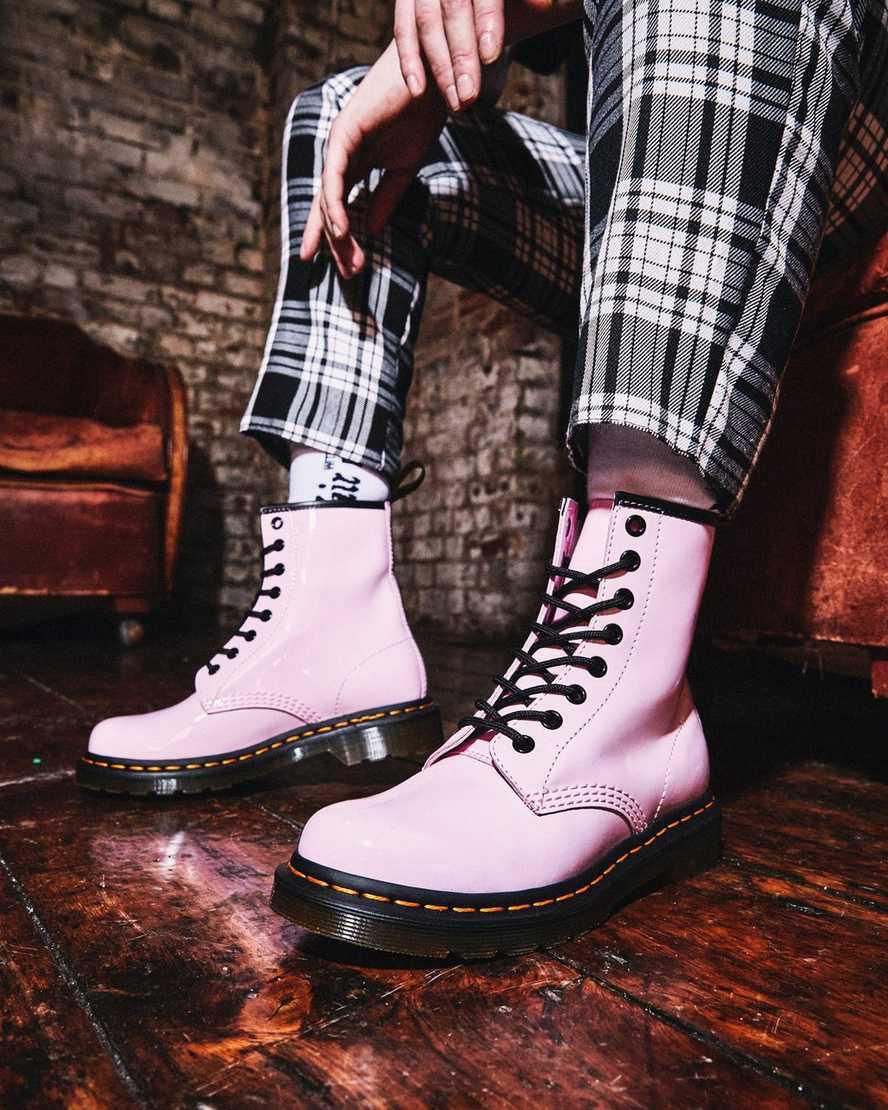 Dr Martens 1460 Rugan Deri Dantel Up Kadın Bilek Boy Bot Pembe  Türkiye |  23187-VGSP