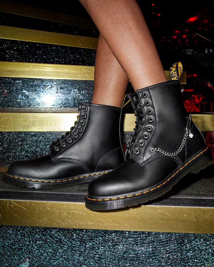 Dr Martens 1460 Swarovski Deri Kadın Bağcıklı Bot Siyah  Türkiye |  83046-WSAN