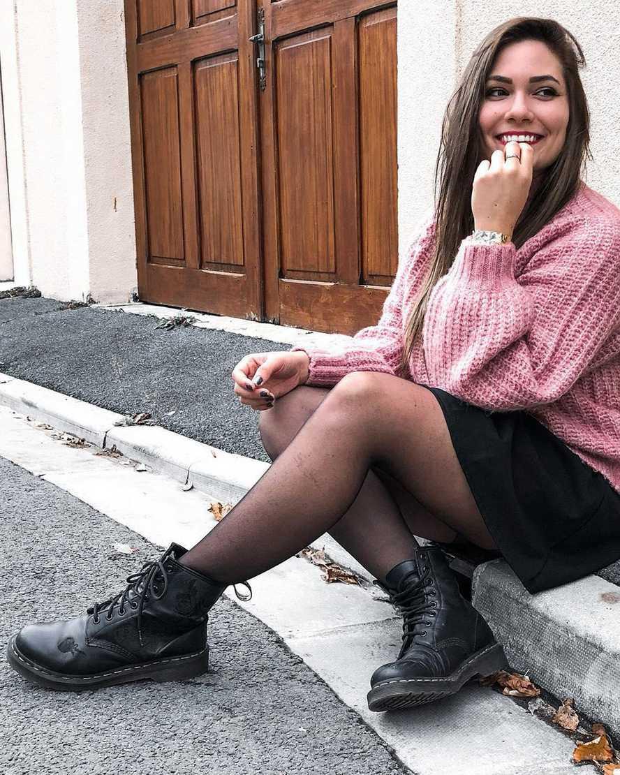 Dr Martens 1460 Vonda Mono Floral Kadın Bilek Boy Bot Siyah  Türkiye |  51309-MLKZ