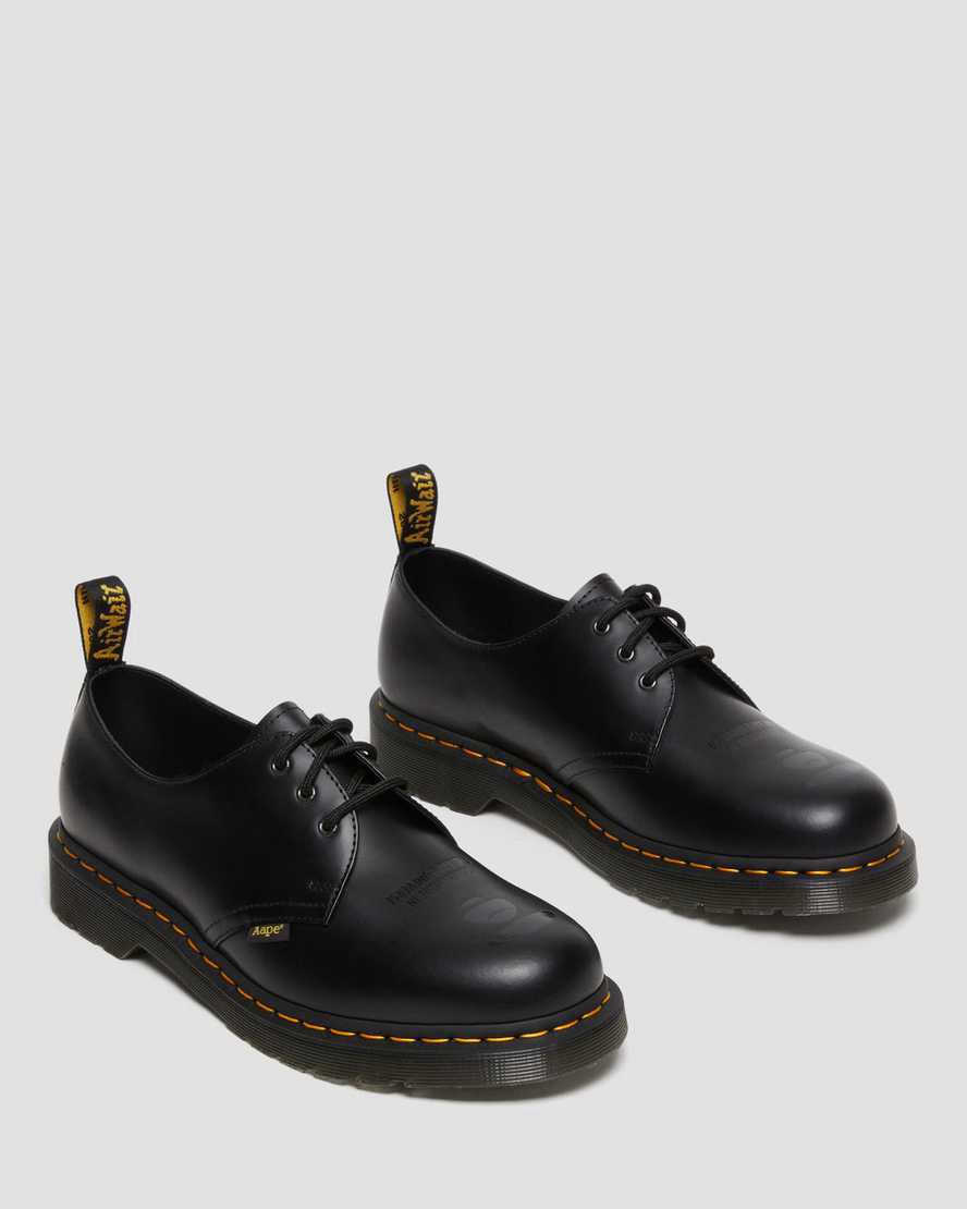 Dr Martens 1461 AAPE Smooth Deri Kadın Oxford Ayakkabı Siyah  Türkiye |  45026-TMWV
