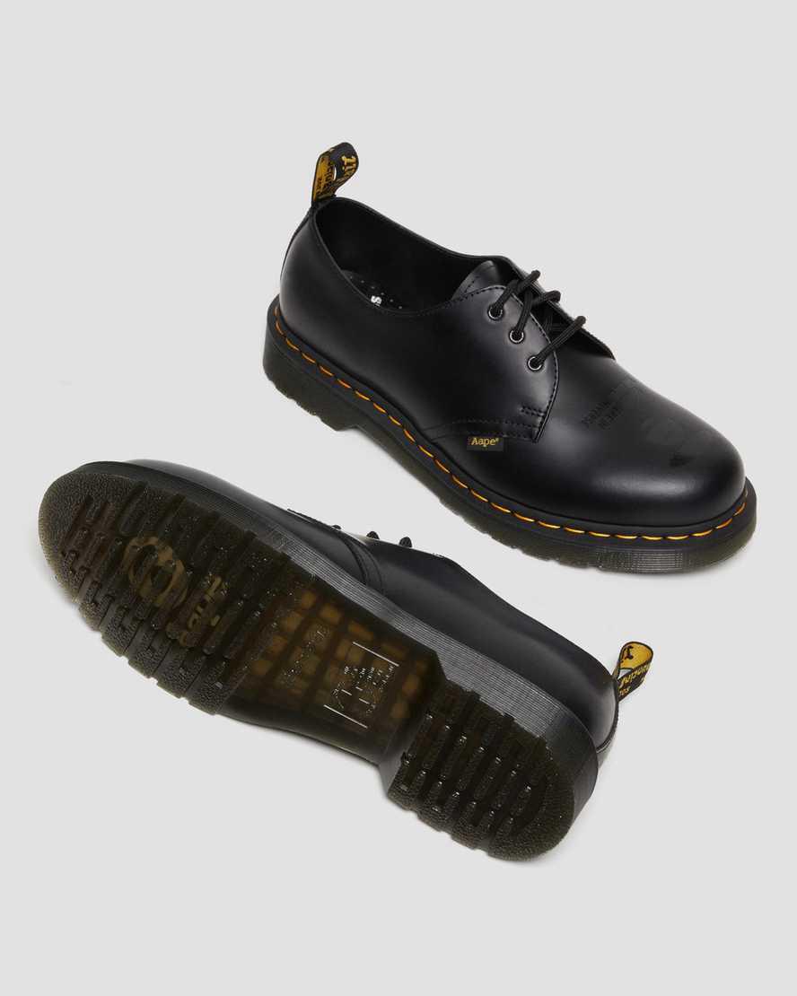 Dr Martens 1461 AAPE Smooth Deri Kadın Oxford Ayakkabı Siyah  Türkiye |  45026-TMWV
