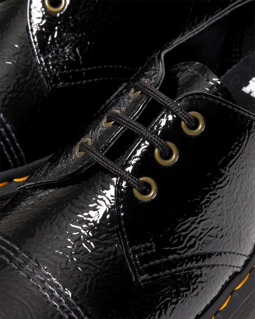 Dr Martens 1461 Distressed Rugan Deri Platform Kadın Oxford Ayakkabı Siyah  Türkiye |  69432-DJVH