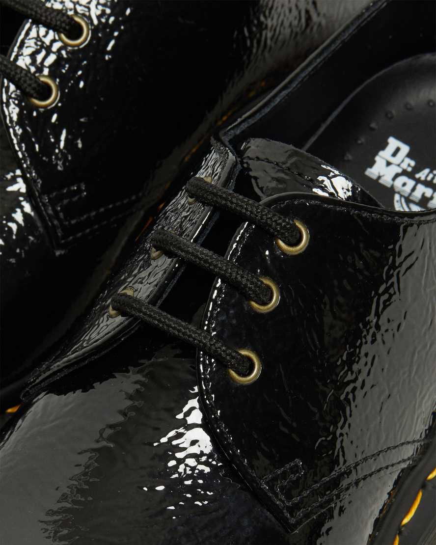 Dr Martens 1461 Distressed Rugan Kadın Oxford Ayakkabı Siyah  Türkiye |  08945-SDTI