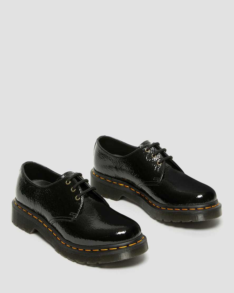 Dr Martens 1461 Distressed Rugan Kadın Oxford Ayakkabı Siyah  Türkiye |  08945-SDTI
