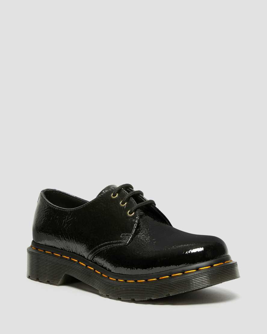 Dr Martens 1461 Distressed Rugan Kadın Oxford Ayakkabı Siyah  Türkiye |  08945-SDTI