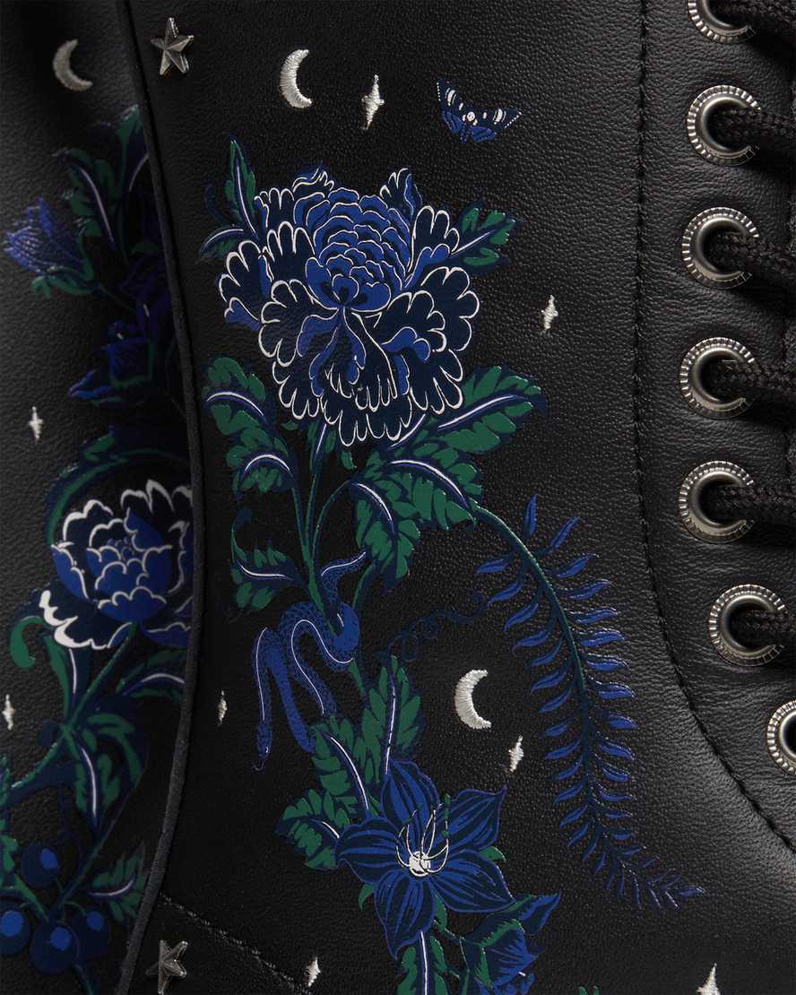 Dr Martens 1490 Mystic Floral Deri Mid Cut-Calf Kadın Originals Boots Siyah  Türkiye |  24591-JXKD
