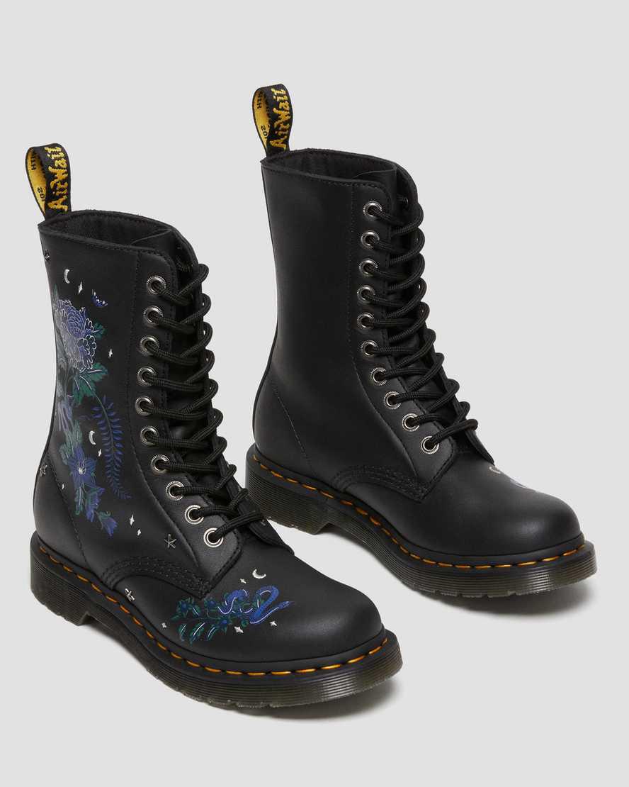 Dr Martens 1490 Mystic Floral Deri Mid Cut-Calf Kadın Originals Boots Siyah  Türkiye |  24591-JXKD