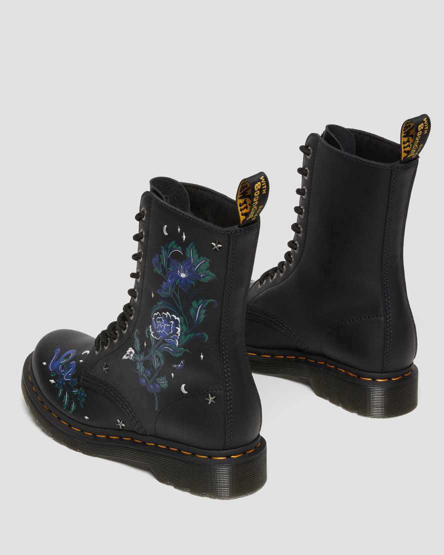 Dr Martens 1490 Mystic Floral Deri Mid Cut-Calf Kadın Originals Boots Siyah  Türkiye |  24591-JXKD