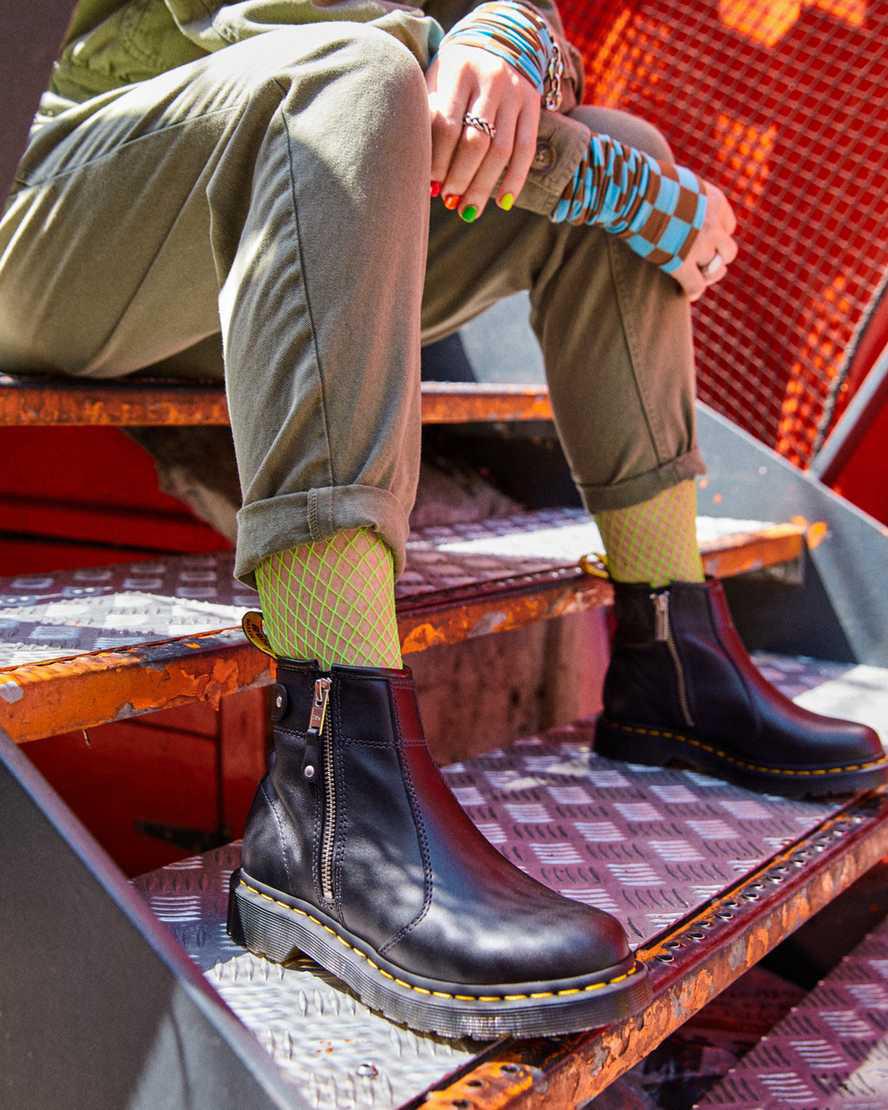 Dr Martens 2976 Double Zip Deri Chelsea Kadın Bilek Boy Bot Siyah  Türkiye |  45806-NZYP