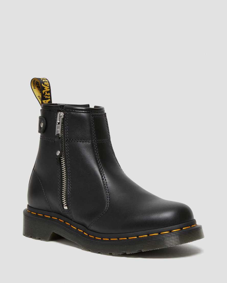 Dr Martens 2976 Double Zip Deri Chelsea Kadın Bilek Boy Bot Siyah  Türkiye |  45806-NZYP