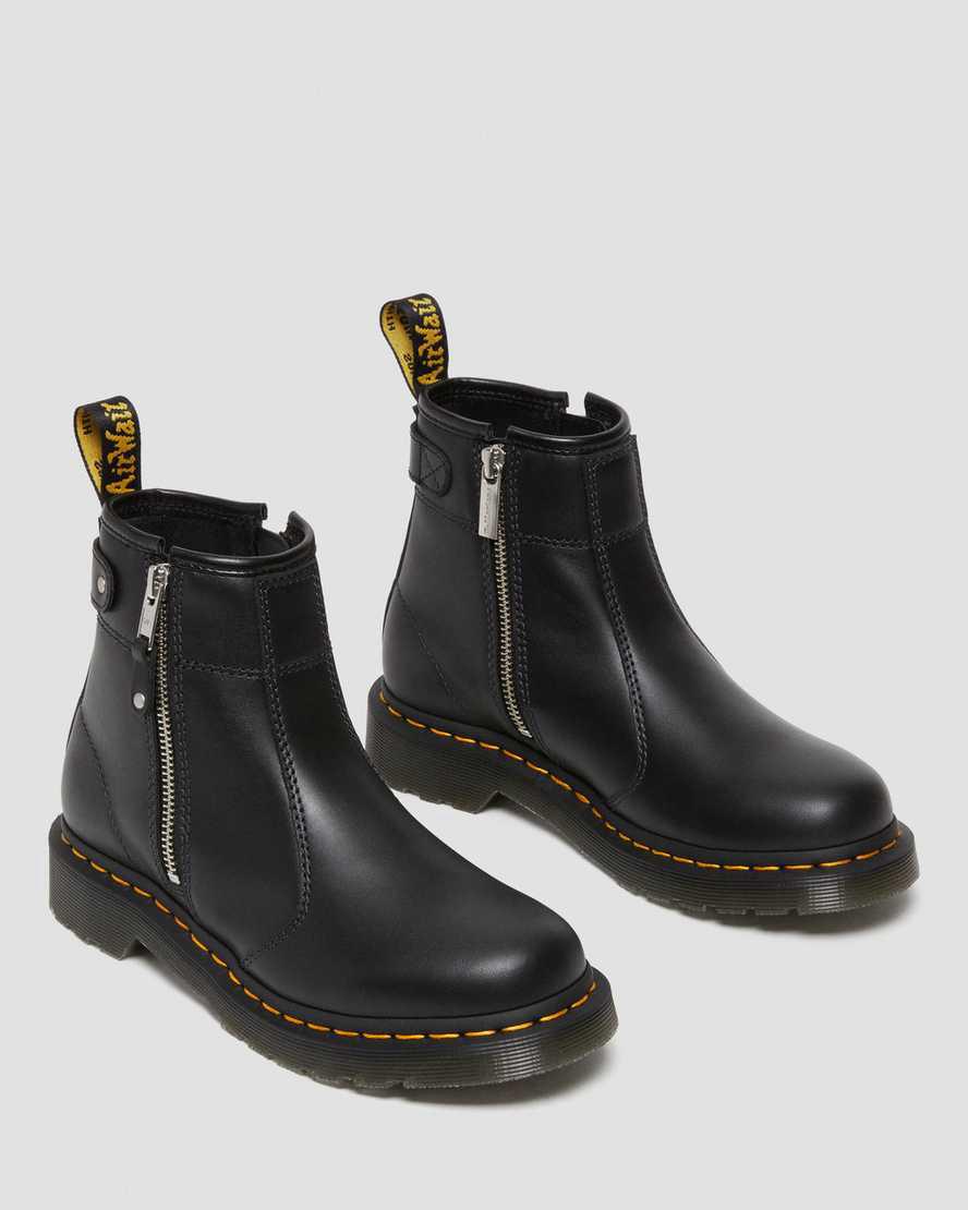 Dr Martens 2976 Double Zip Deri Kadın Chelsea Bot Siyah  Türkiye |  27904-ZYSN