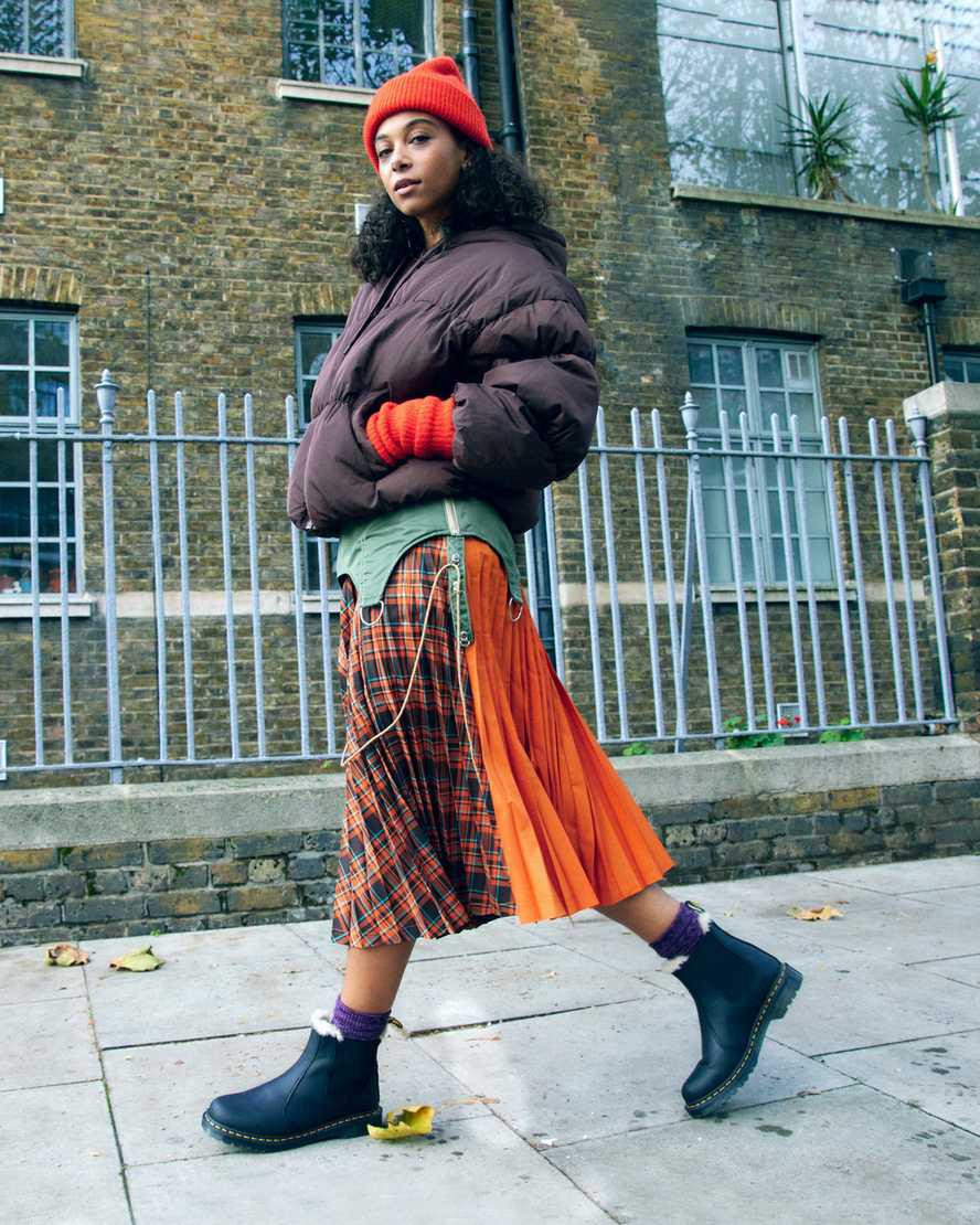 Dr Martens 2976 Faux Fur Astar Chelsea Kadın Kışlık Botlar Siyah  Türkiye |  75034-WXOL