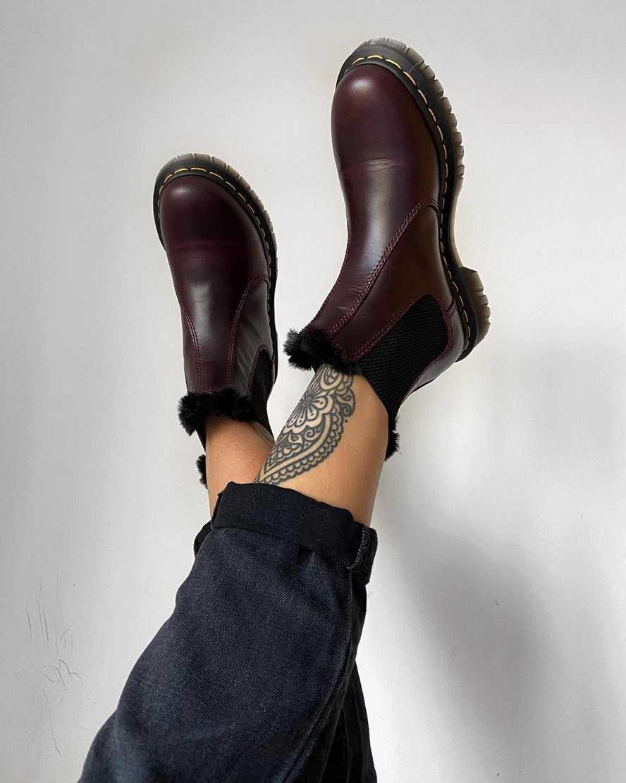 Dr Martens 2976 Leonore Faux Fur Astar Chelsea Kadın Kışlık Botlar Bordo  Türkiye |  91350-SHVA