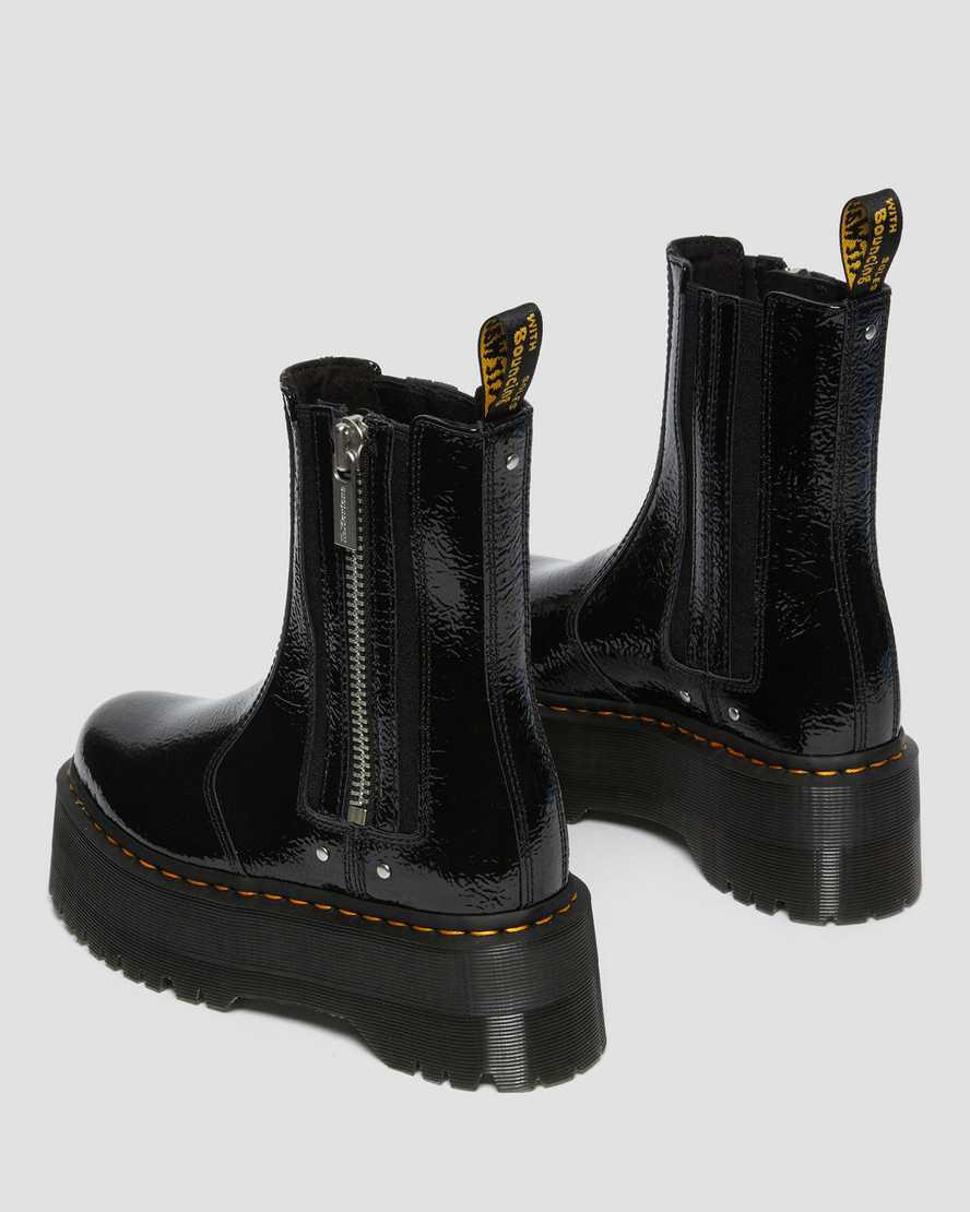 Dr Martens 2976 Max Distressed Rugan Platform Kadın Chelsea Bot Siyah  Türkiye |  93127-OBQW