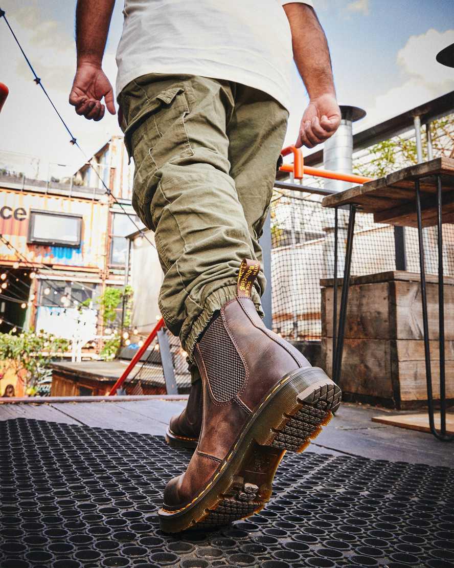 Dr Martens 2976 Slip Resistant Deri Kadın Chelsea Bot Koyu Kahverengi  Türkiye |  03457-RPOC