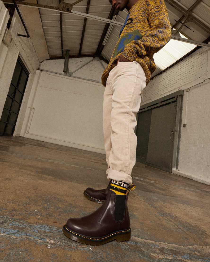 Dr Martens 2976 Yellow Stitch Smooth Deri Chelsea Erkek Bilek Boy Bot Bordo  Türkiye |  68041-DCMO