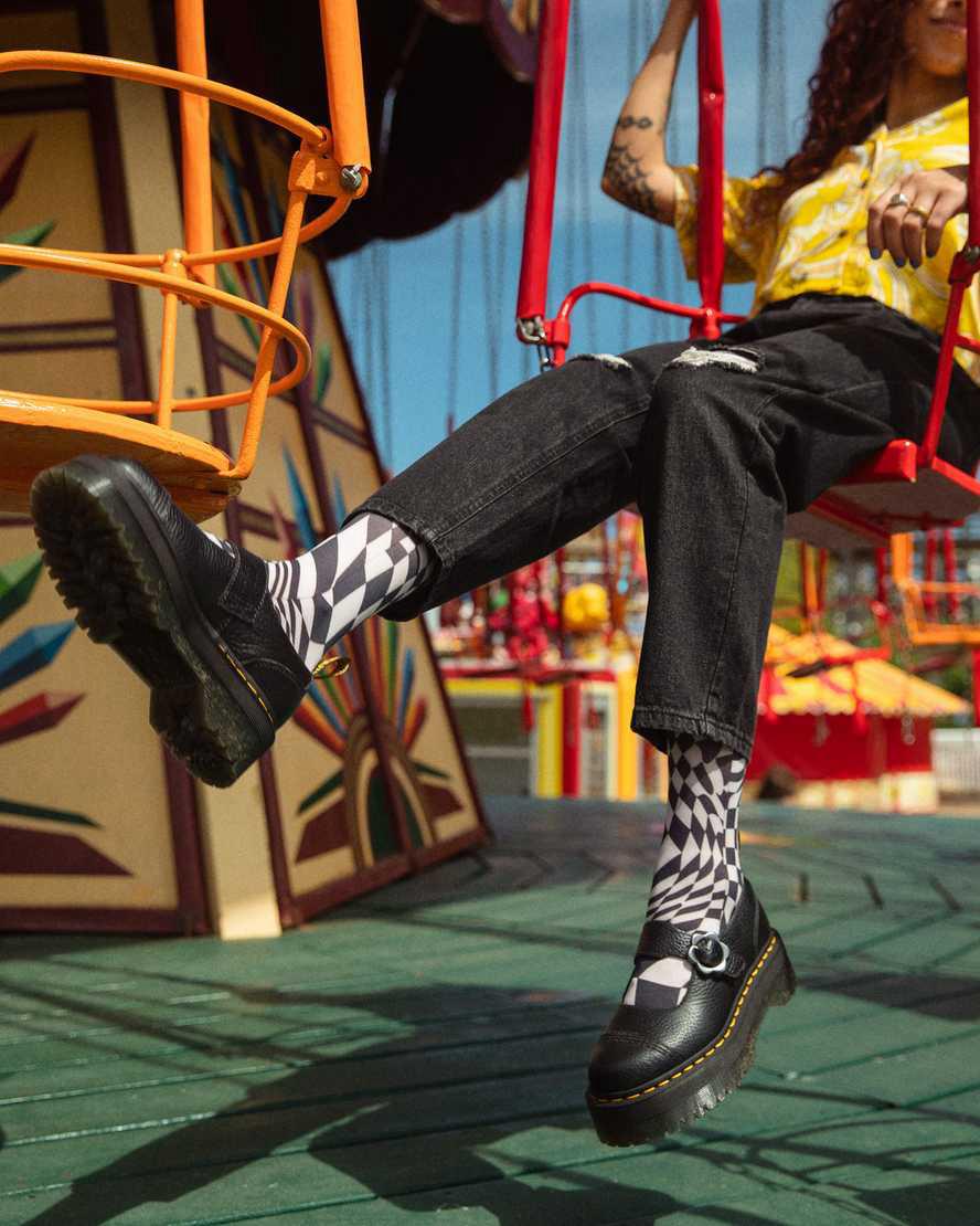 Dr Martens Addina Flower Tokalı Deri Platform Kadın Mary Jane Ayakkabı Siyah  Türkiye |  41895-HGQY
