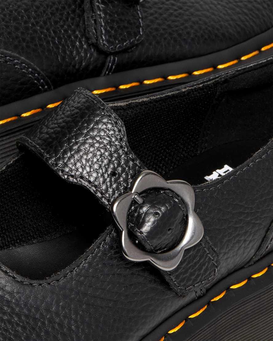 Dr Martens Addina Flower Tokalı Deri Platform Kadın Mary Jane Ayakkabı Siyah  Türkiye |  41895-HGQY