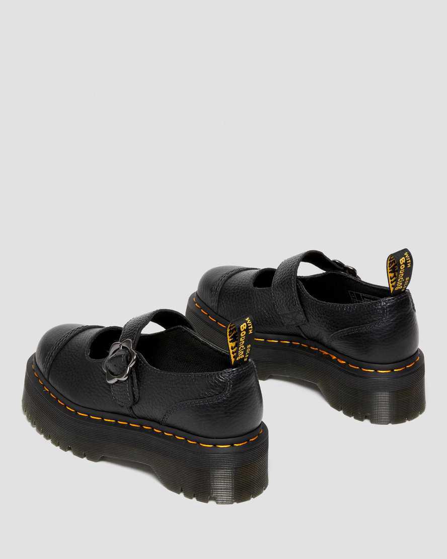 Dr Martens Addina Flower Tokalı Deri Platform Kadın Mary Jane Ayakkabı Siyah  Türkiye |  41895-HGQY
