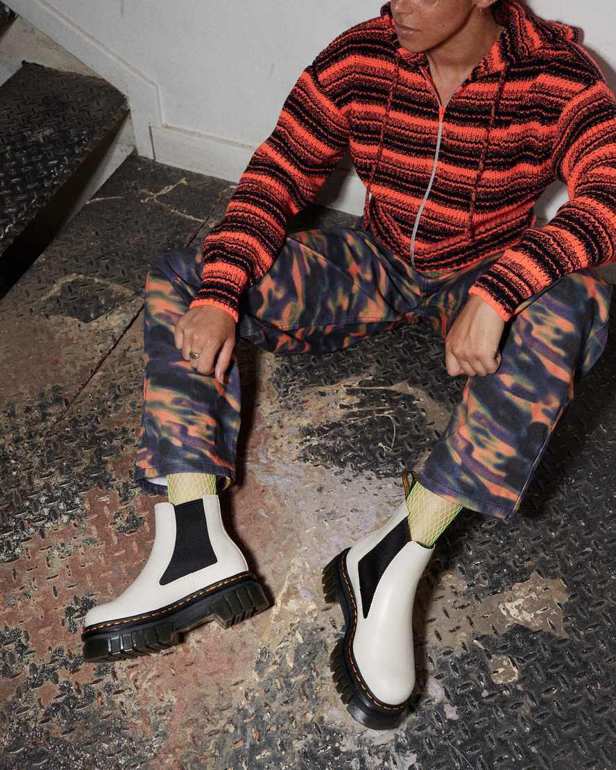 Dr Martens Audrick Nappa Deri Platform Chelsea Kadın Bilek Boy Bot Gri  Türkiye |  79052-ILOK